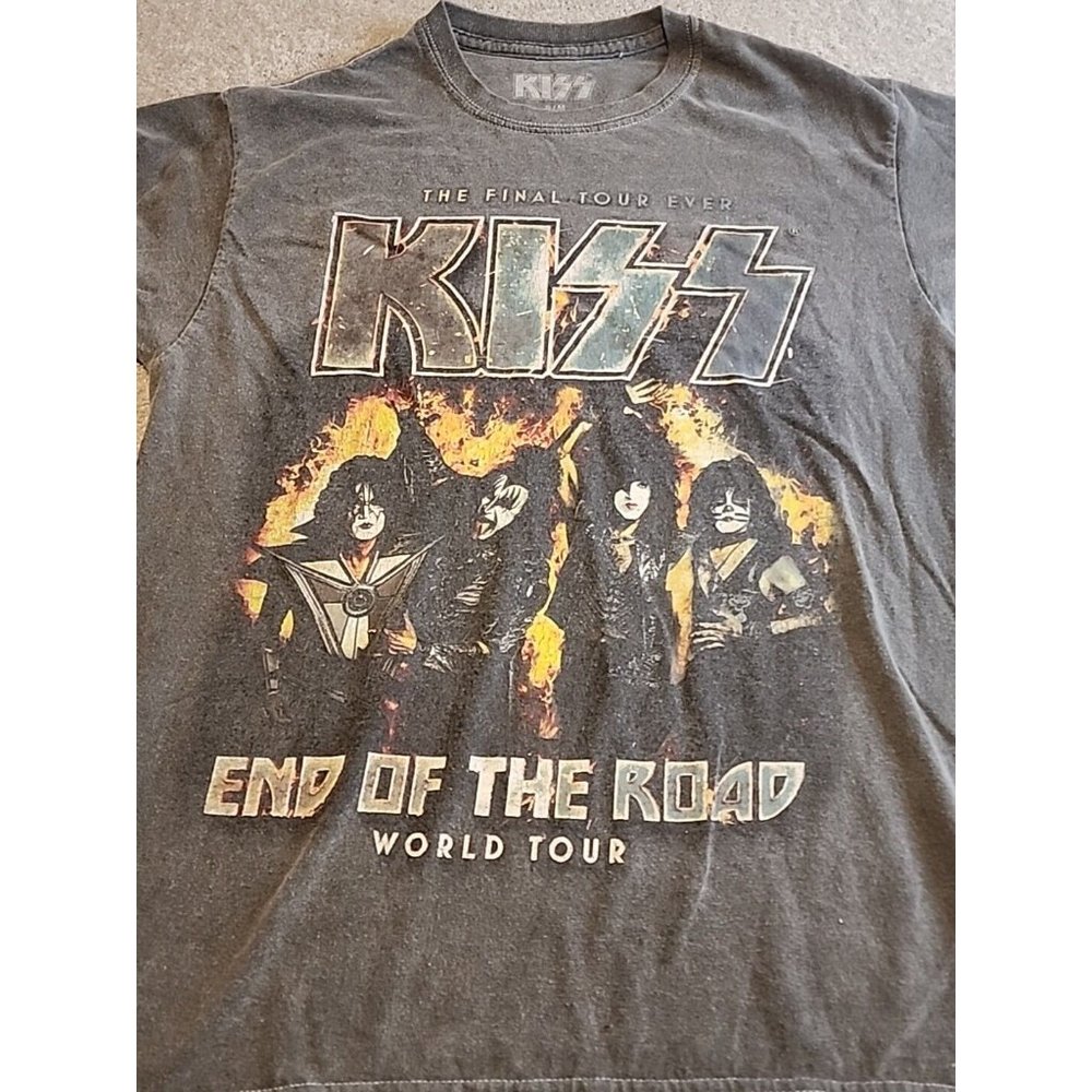 KISS End of the Road 2019 Concert Tour sz Small Dark Gray World Tour tshirt